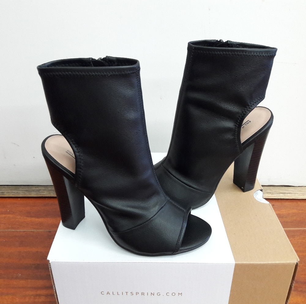 Call it spring peep toe booties